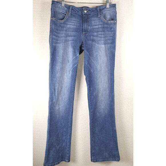 Rock 47 by Wrangler Western Jeans Cross Embellishment Pockets Sz 11/33" Inseam - Picture 1 of 10